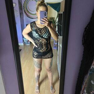 Black Debs crochet bathing suit cover or shirt